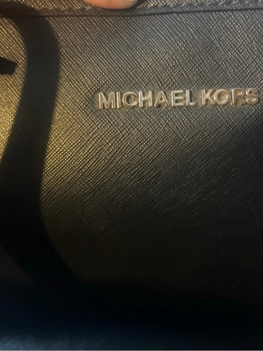 Michael Kors Black Saffiano Tote with Gold MK Charm